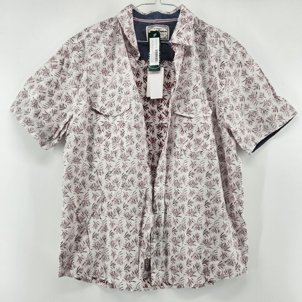 Flag‎ and Anthem Men's Medium Short Englewood Short Sleeve Leaf Shirt NWT